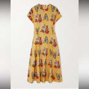 Ulla Johnson Devon Floral Print Cotton Poplin Midi Dress. Size 6